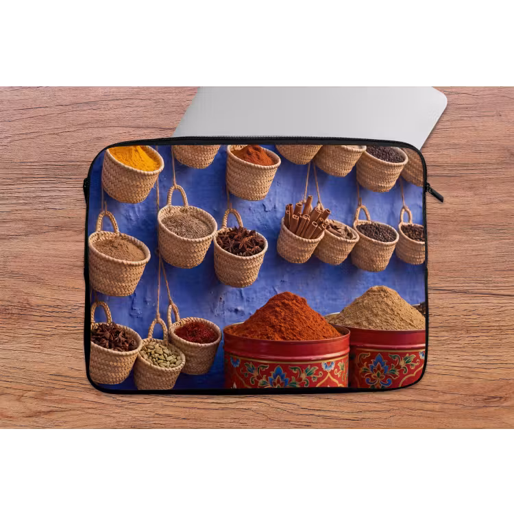Laptop Sleeve - Herbs - Baskets - Market - Kruiden - Manden - Markt laptophoes neopreen klein