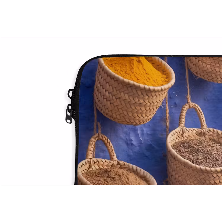 Laptop Sleeve - Herbs - Baskets - Market - Kruiden - Manden - Markt laptophoes neopreen klein