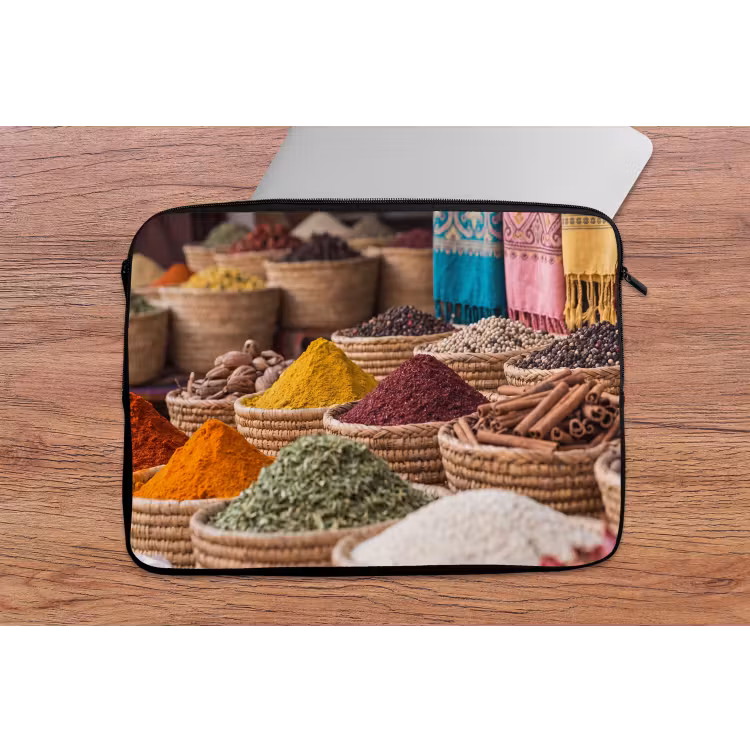 Laptop Sleeve - Herbs - Baskets - Oriental - Kruiden - Manden - Oosters laptophoes neopreen klein
