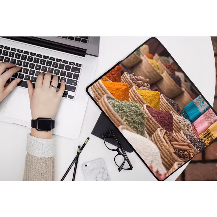 Laptop Sleeve - Herbs - Baskets - Oriental - Kruiden - Manden - Oosters laptophoes neopreen klein