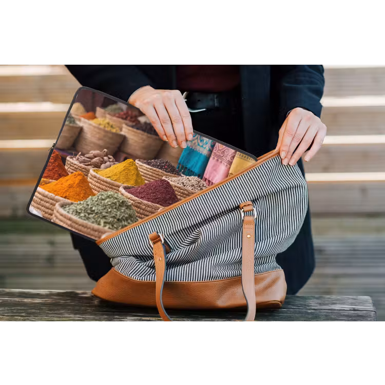 Laptop Sleeve - Herbs - Baskets - Oriental - Kruiden - Manden - Oosters laptophoes neopreen klein