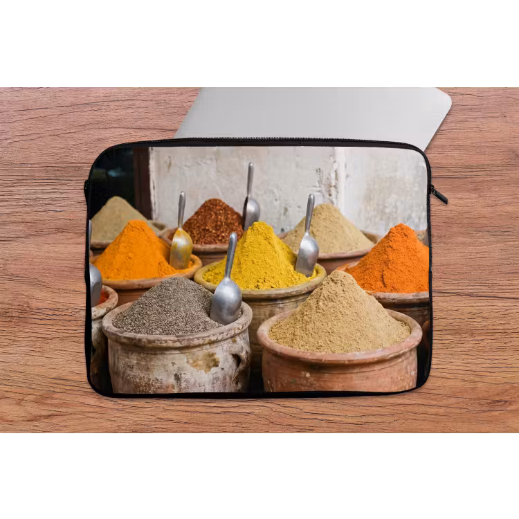 Laptop Sleeve - Herbs - Jars - Asian - Kruiden - Potten - Oosters laptophoes neopreen klein