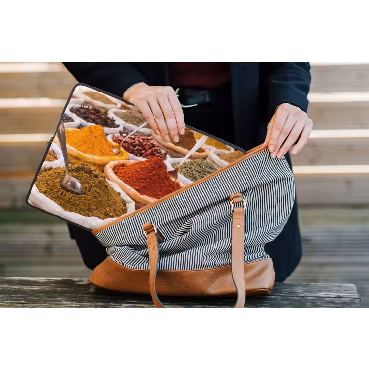 Laptop Sleeve - Herbs - Market - Food - Kruiden - Markt - Eten laptophoes neopreen klein