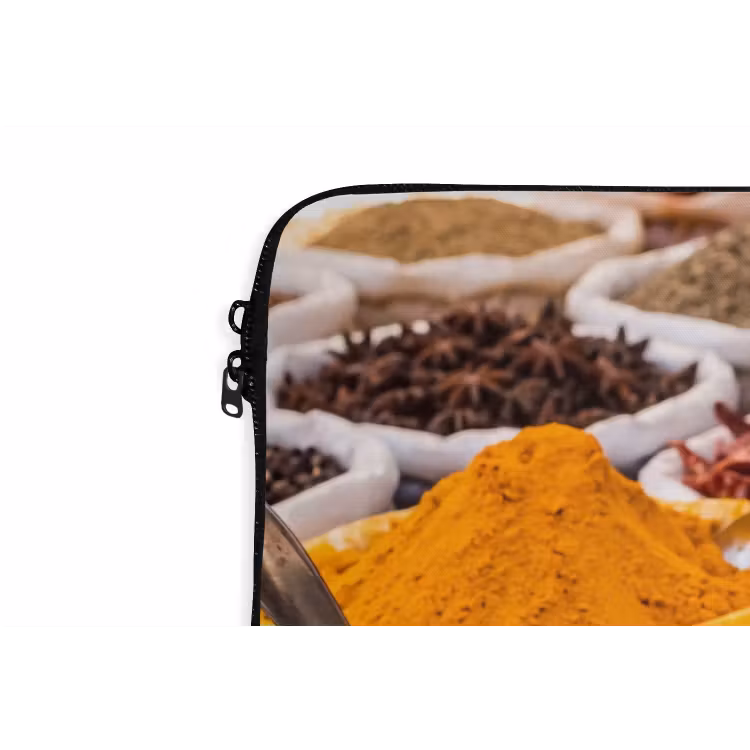 Laptop Sleeve - Herbs - Market - Food - Kruiden - Markt - Eten laptophoes neopreen klein