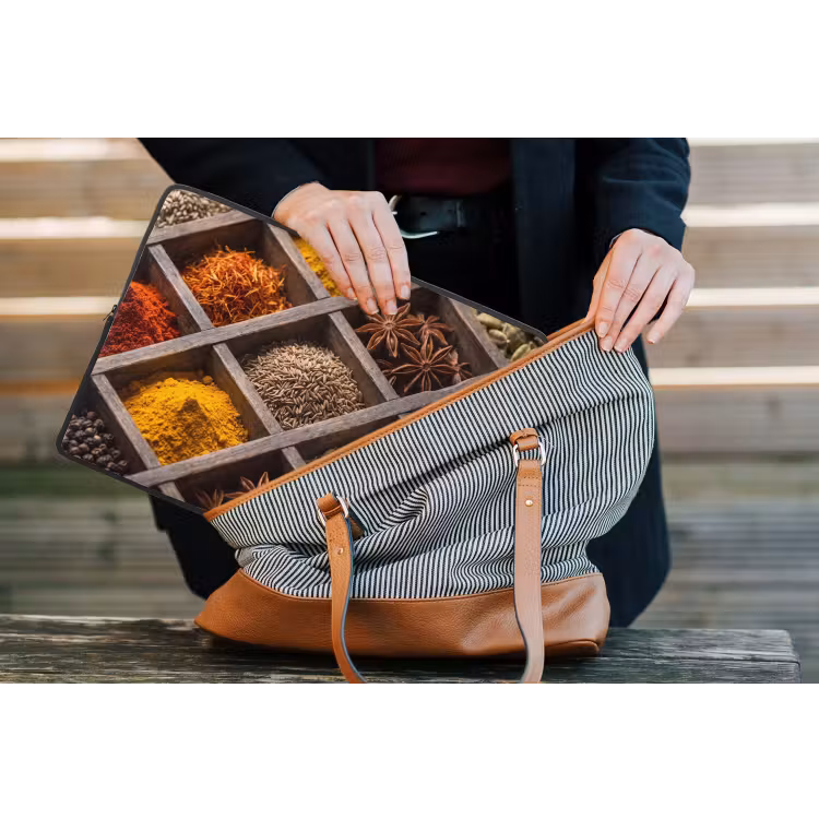 Laptop Sleeve - Herbs - Wood - Food - Kruiden - Houten - Eten laptophoes neopreen klein