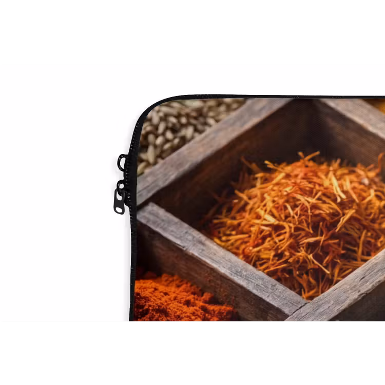 Laptop Sleeve - Herbs - Wood - Food - Kruiden - Houten - Eten laptophoes neopreen klein