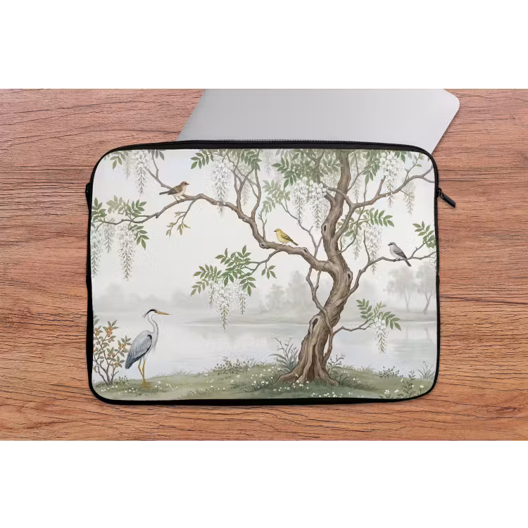 Reiger - Landschap - Groen laptophoes neopreen klein -tafel