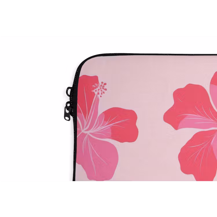 Hibiscus - Bloemen - Roze laptophoes neopreen klein 279 -detail