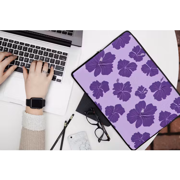 Hibiscus - Bloemen - Paars laptophoes neopreen klein 279 -bureau