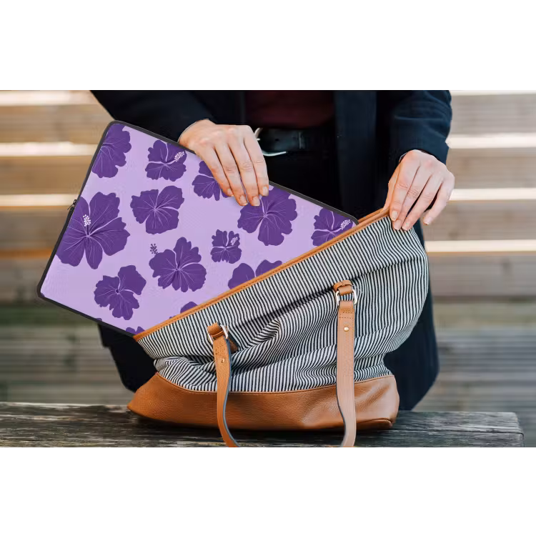 Hibiscus - Bloemen - Paars laptophoes neopreen klein 279 -tas