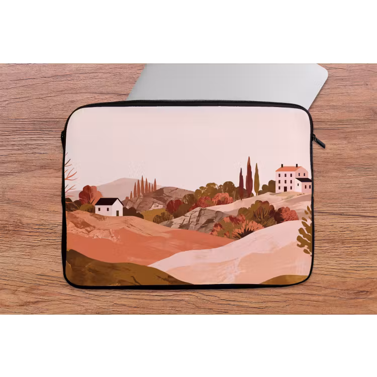 Heuvellandschap - Grafisch - Terracotta laptophoes neopreen klein -tafel