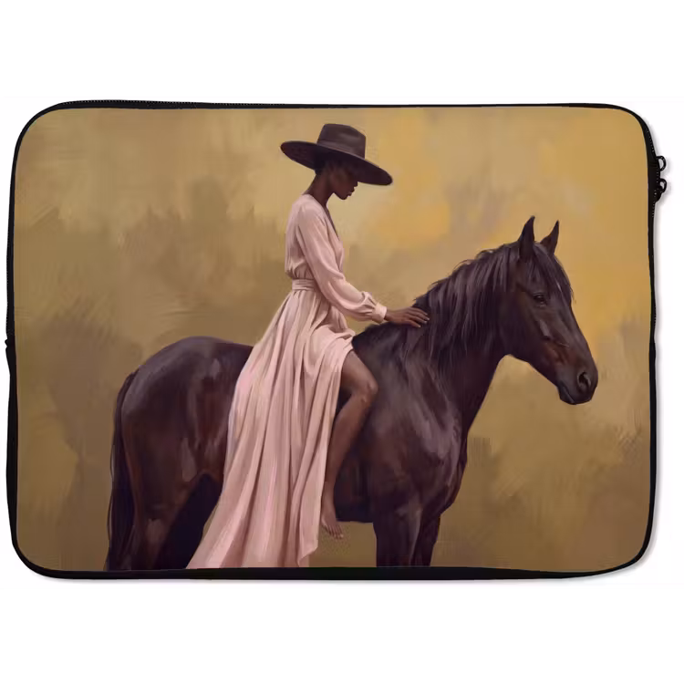 Paard - Klassiek - Oker laptophoes neopreen klein -zkaufland3dotto