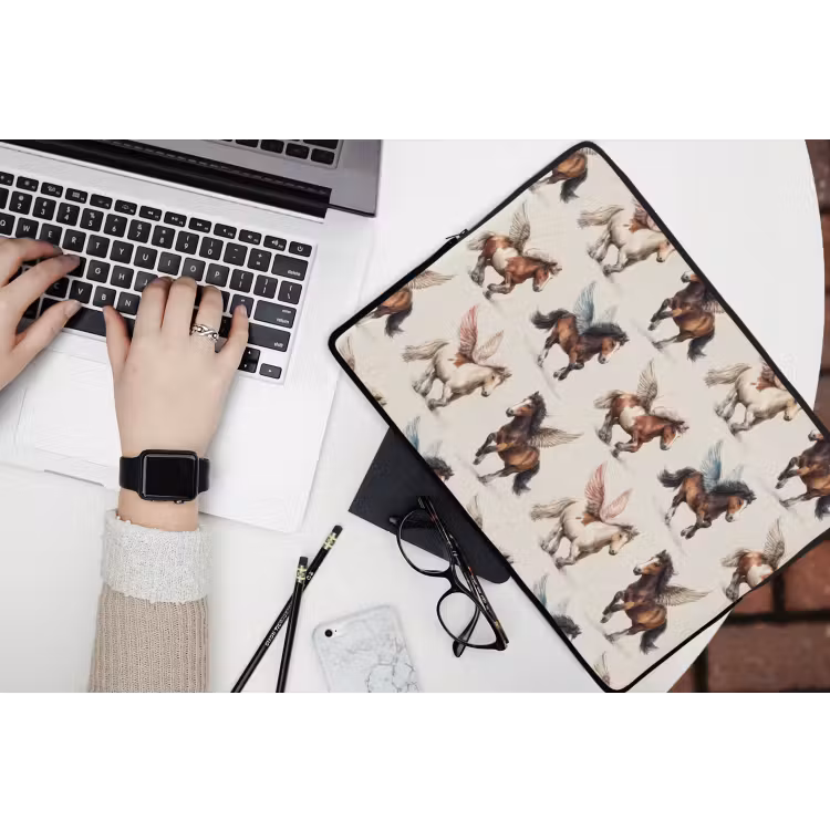 Paarden - Vleugels - Kleurrijk laptophoes neopreen klein 279 -bureau