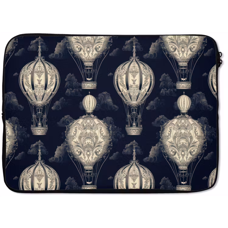 Luchtballonnen - Wolken - Patroon - Donkerblauw laptophoes neopreen klein 279 -zkaufland3dotto