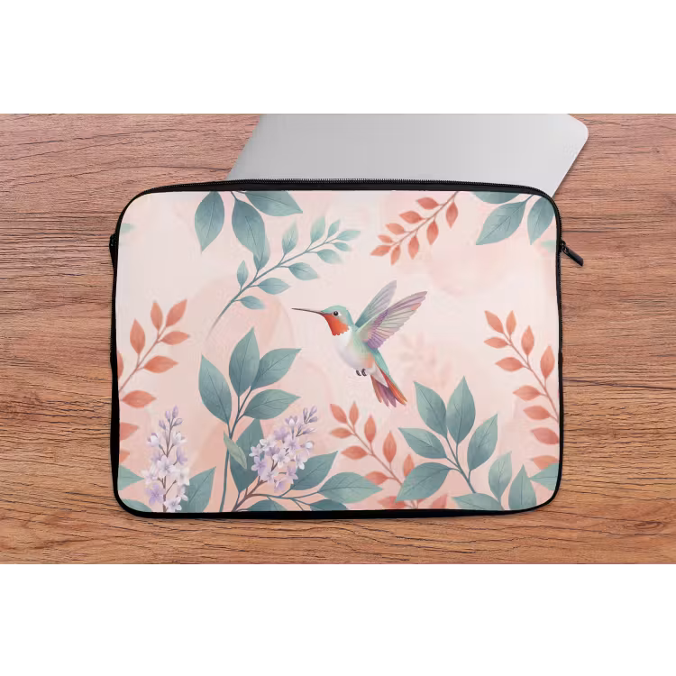 Kolibrie - Vliegen - Natuur - Illustratie - Kleurrijk laptophoes neopreen klein -tafel