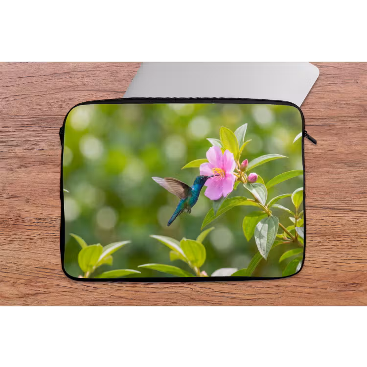 Kolibrie - Bloem - Natuur - Groen laptophoes neopreen klein -tafel