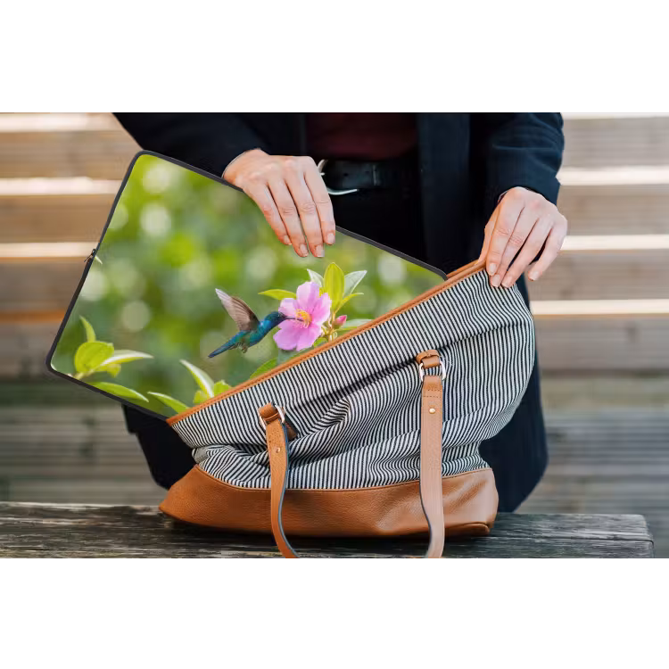 Kolibrie - Bloem - Natuur - Groen laptophoes neopreen klein -tas