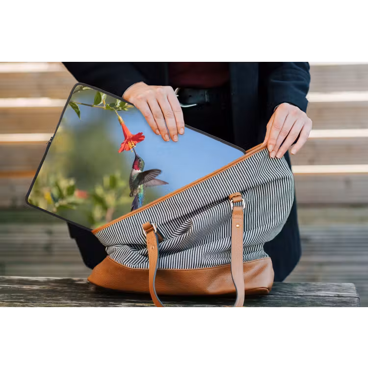 Kolibrie - Bloem - Natuur - Groen laptophoes neopreen klein -tas