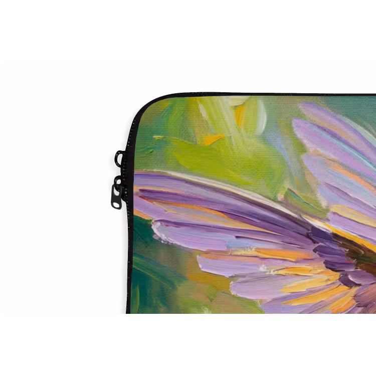 Kolibrie - Bloemen - Natuur - Kleurrijk laptophoes neopreen klein -detail