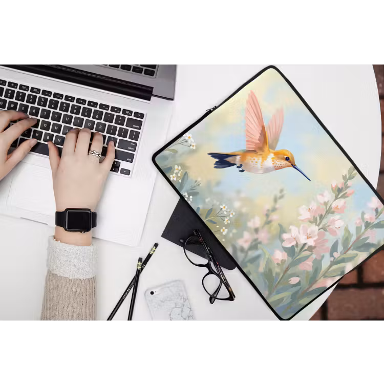 Kolibrie - Illustratie - Kleurrijk laptophoes neopreen klein -bureau