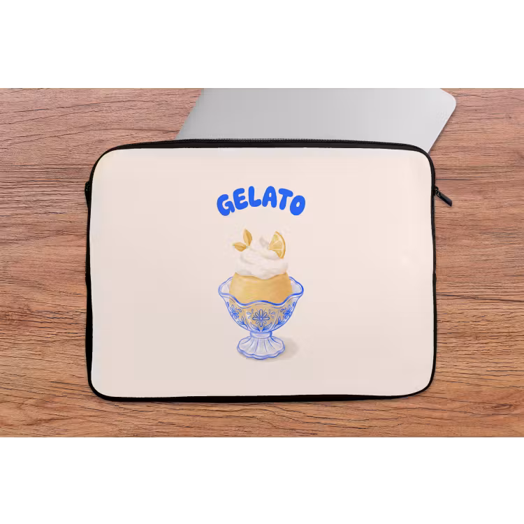 IJs - Citroen - Illustratie - Geel - Dessert laptophoes neopreen klein -tafel