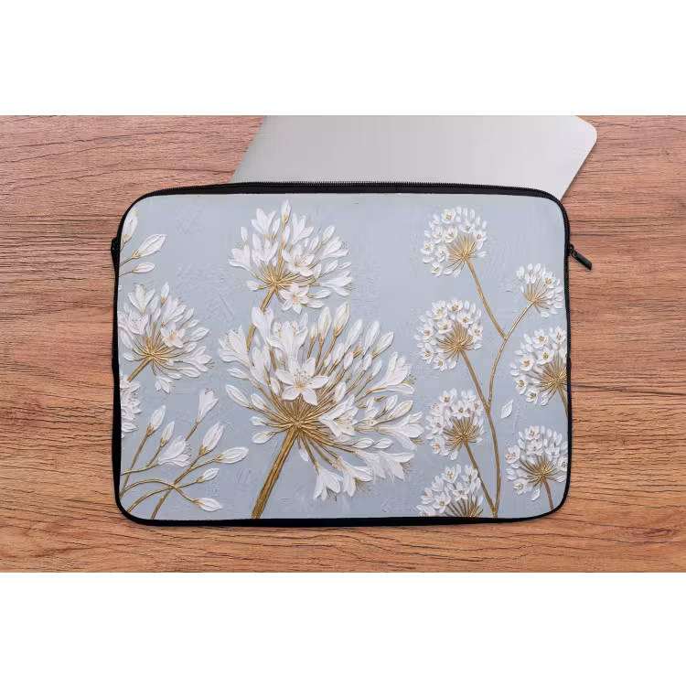 Illustratie - Bloemen - Blauw laptophoes neopreen klein -tafel