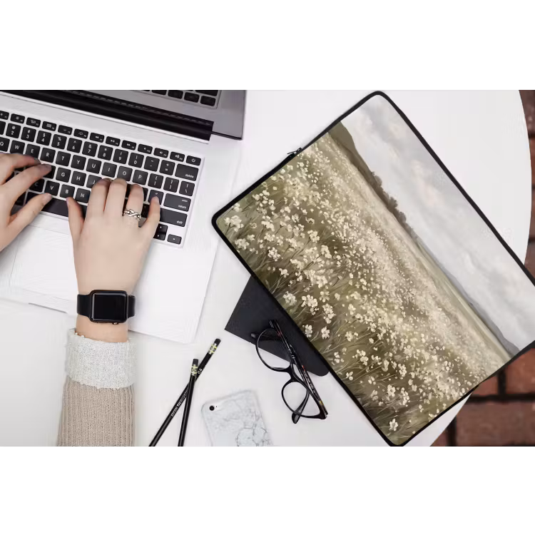 Illustratie - Landschap - Wit laptophoes neopreen klein -bureau