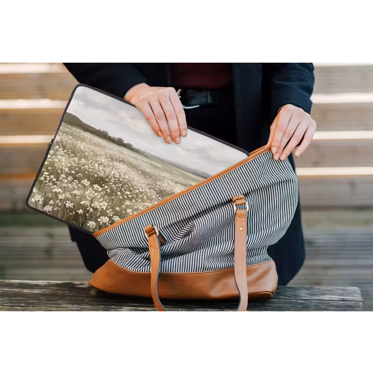 Illustratie - Landschap - Wit laptophoes neopreen klein -tas
