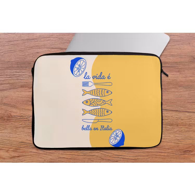 Italië - Eten - Citroen - Vis - Grafisch laptophoes neopreen klein -tafel