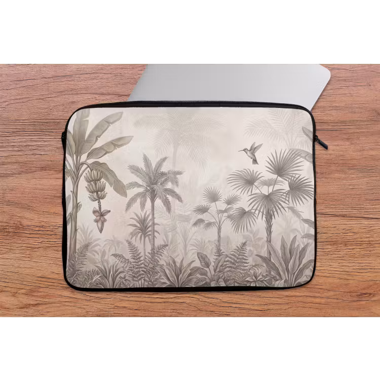 Jungle - Banenboom - Kolibrie - Beige laptophoes neopreen klein -tafel