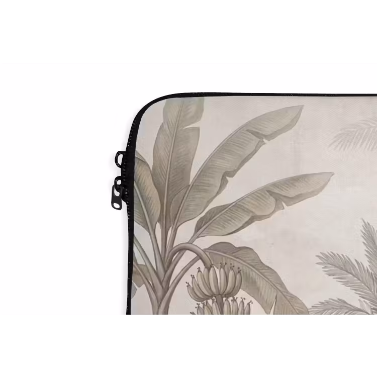 Jungle - Banenboom - Kolibrie - Beige laptophoes neopreen klein -detail