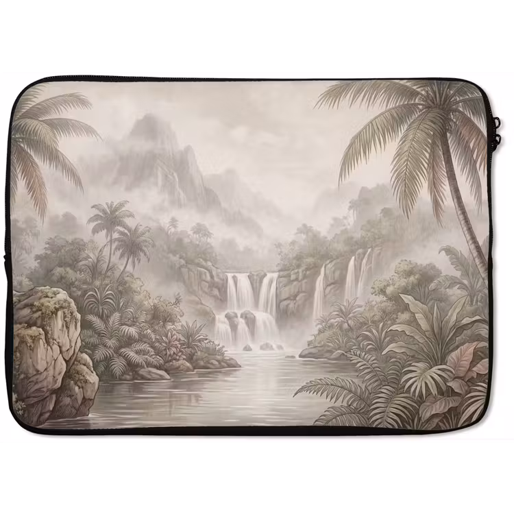 Jungle - Watervallen - Tropisch - Illustratie laptophoes neopreen klein -zkaufland3dotto