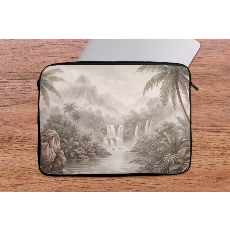 Jungle - Watervallen - Tropisch - Illustratie laptophoes neopreen klein -tafel