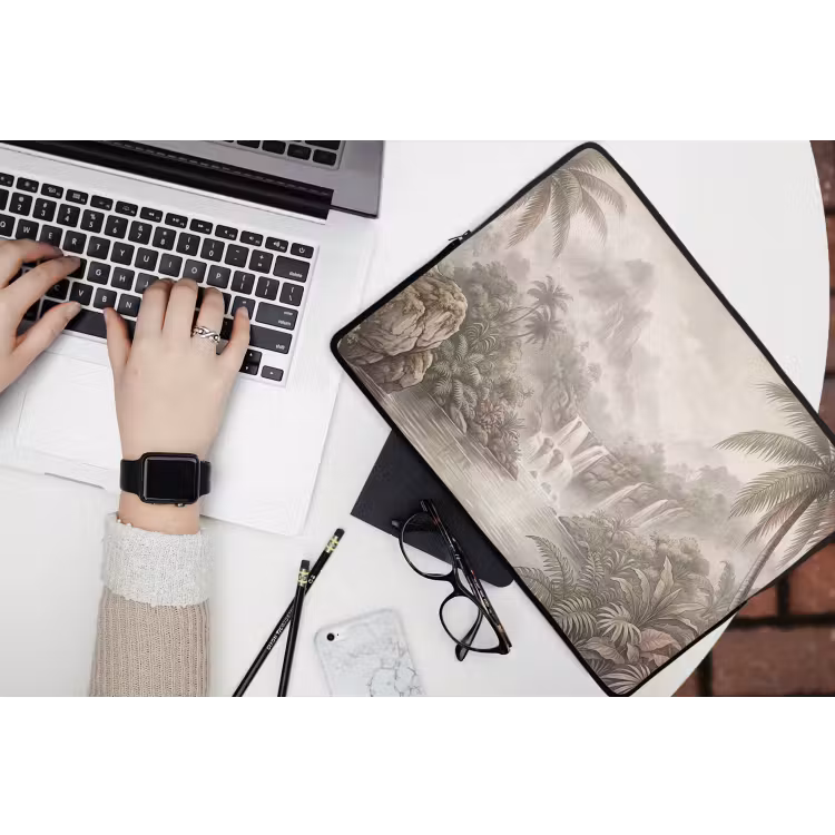 Jungle - Watervallen - Tropisch - Illustratie laptophoes neopreen klein -bureau