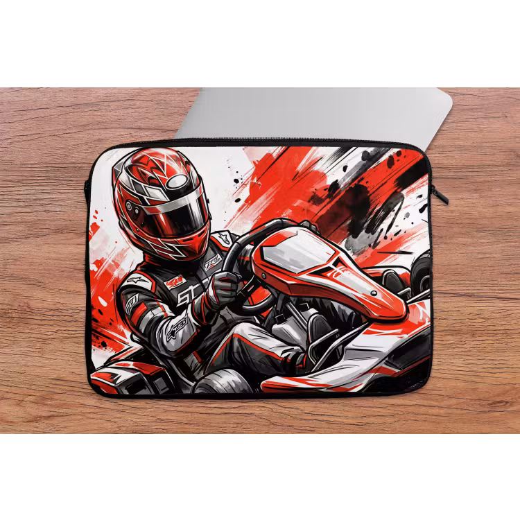 Kart - Coureur - Snelheid - Rood laptophoes neopreen klein -tafel