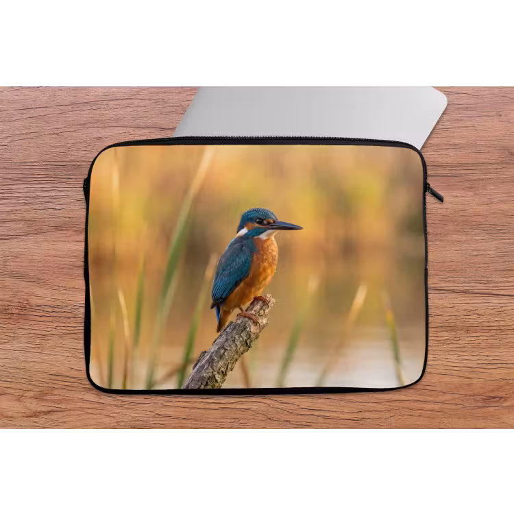 IJsvogel - Tak - Water - Kleurrijk - Levendig laptophoes neopreen klein -tafel
