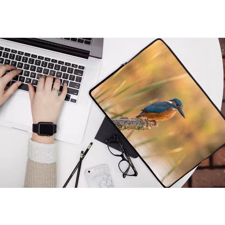 IJsvogel - Tak - Water - Kleurrijk - Levendig laptophoes neopreen klein -bureau
