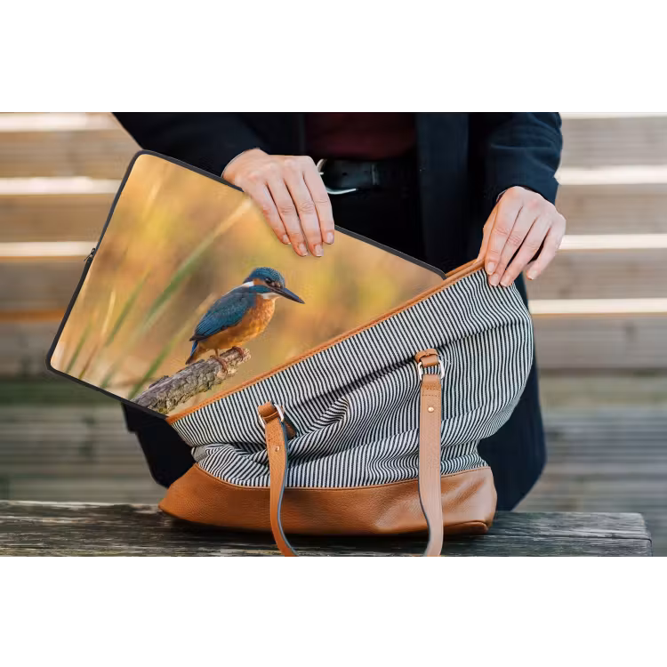 IJsvogel - Tak - Water - Kleurrijk - Levendig laptophoes neopreen klein -tas