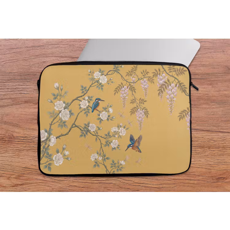 IJsvogels - Bloesem - Geel laptophoes neopreen klein -tafel