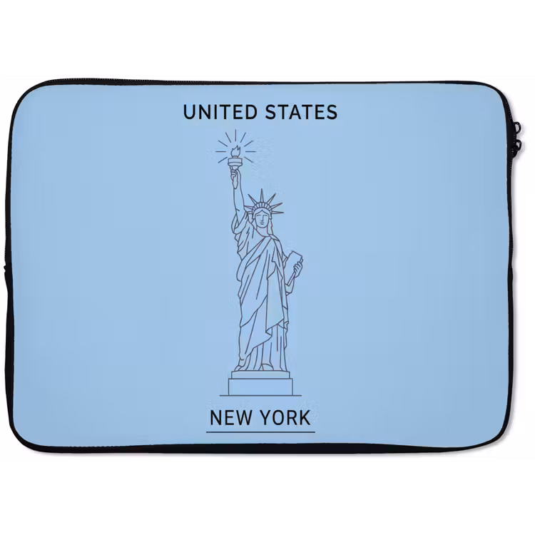 Monument - Vrijheidsbeeld - New York - Minimalistisch - Blauw laptophoes neopreen klein -zkaufland3dotto