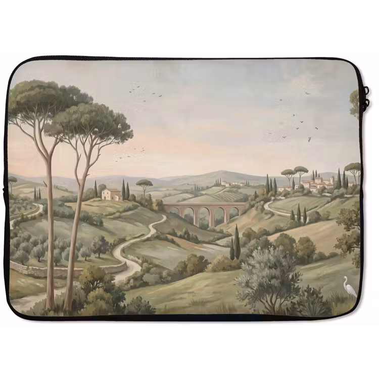 Landschap - Heuvels - Zandpad - Groen laptophoes neopreen klein -zkaufland3dotto