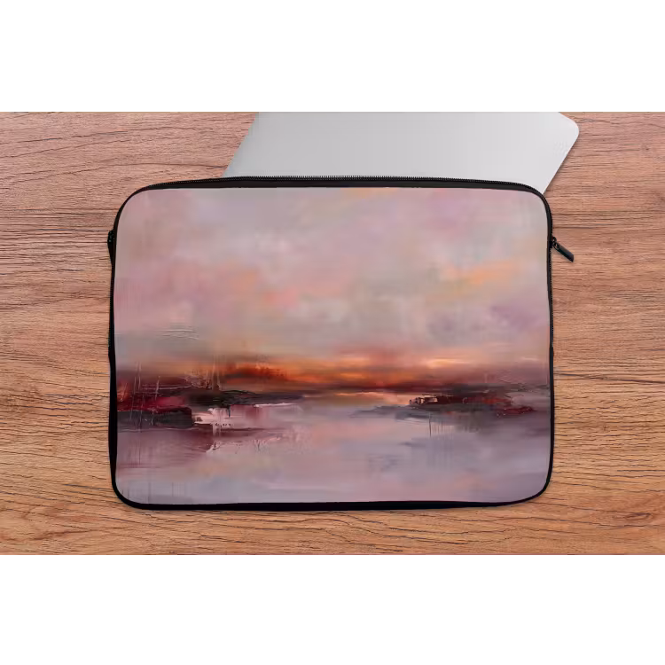 Landschap - Zonsondergang - Abstract - Modern - Roze laptophoes neopreen klein -tafel