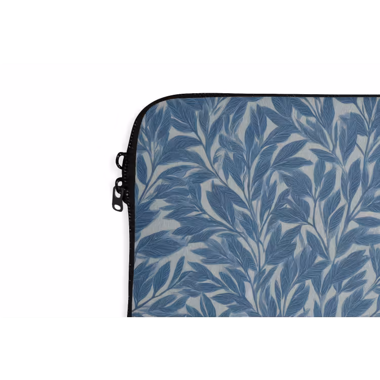 Bladeren - Klassiek - Patroon - Donkerblauw - Vintage laptophoes neopreen klein 279 -detail