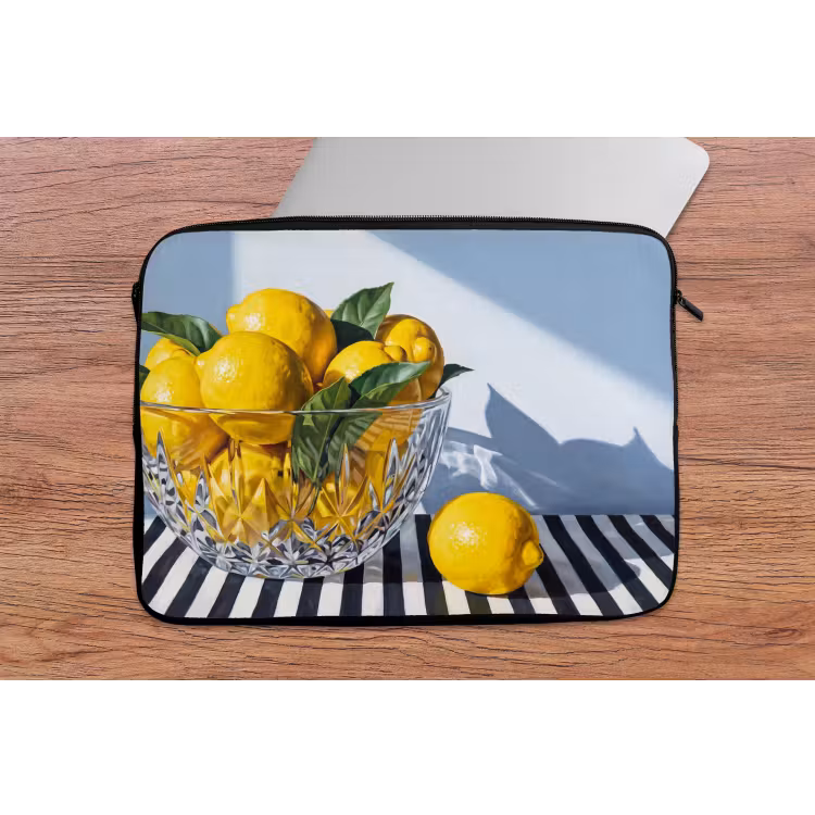 Laptop Sleeve - Lemons - Fruit - Yellow - Citroenen - Fruit - Geel laptophoes neopreen klein