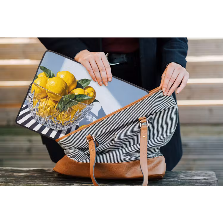 Laptop Sleeve - Lemons - Fruit - Yellow - Citroenen - Fruit - Geel laptophoes neopreen klein