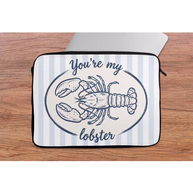 Kreeft - Illustratie - Liefde - Blauw - Decoratie laptophoes neopreen klein -tafel