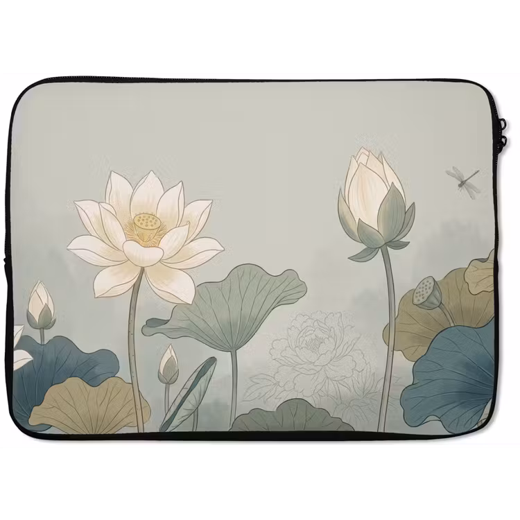Lotus - Bloemen - Groen laptophoes neopreen klein -zkaufland3dotto