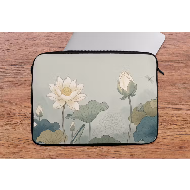 Lotus - Bloemen - Groen laptophoes neopreen klein -tafel