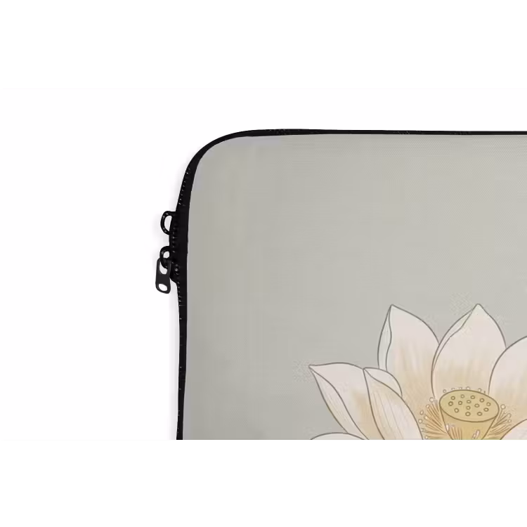 Lotus - Bloemen - Groen laptophoes neopreen klein -detail