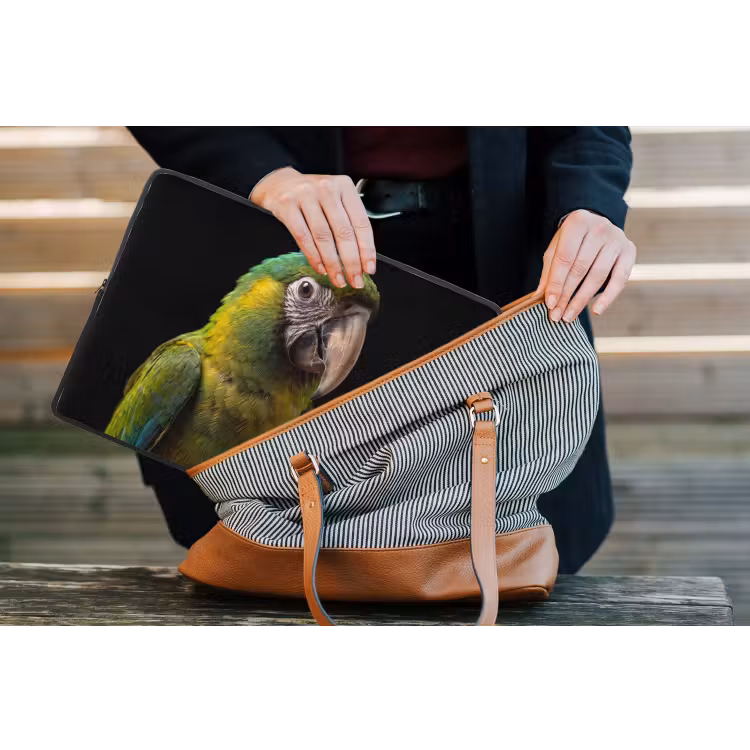 Ara - Portret - Groen laptophoes neopreen klein -tas
